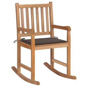vidaXL Chaise &agrave; bascule avec coussin taupe Bois de teck solide