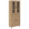 vidaXL Haut Armoire 2 pcs Ch&ecirc;ne artisanal Bois Agglom&eacute;r&eacute; et Verre