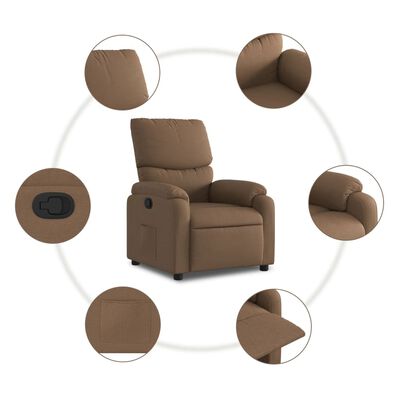 vidaXL Fauteuil inclinable Marron Tissu