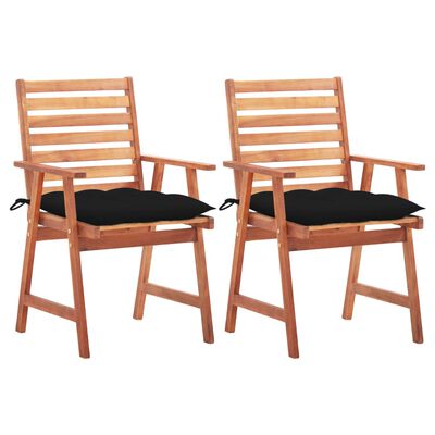 vidaXL Chaises à manger d'extérieur lot de 2 et coussins Acacia massif