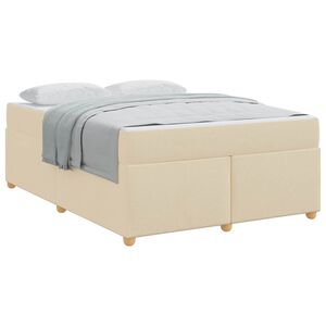 vidaXL Cadre de lit avec matelas Cr&egrave;me 160 x 200 cm tissu