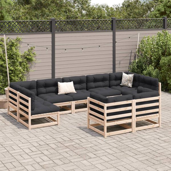 vidaXL Salon de jardin 9 pcs bois de pin massif
