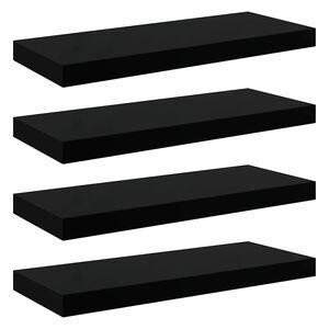 vidaXL &Eacute;tag&egrave;re murale flottante 4 pcs Noir brillant 60x23,5x3,8 cm MDF