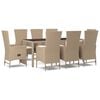 vidaXL Ensemble &agrave; manger de jardin et coussins 9 pcs beige Poly rotin