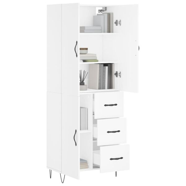 vidaXL Buffet haut Blanc 69,5x34x180 cm Bois d'ing&eacute;nierie