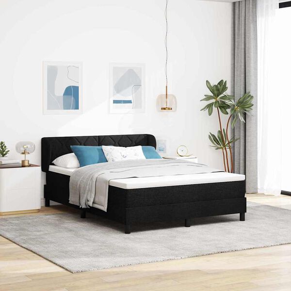 vidaXL Lit &agrave; ressorts avec matelas Noir 140 x 200 cm tissu