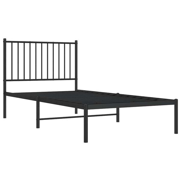 vidaXL Cadre de lit m&eacute;tal sans matelas avec t&ecirc;te de lit noir 90x190 cm