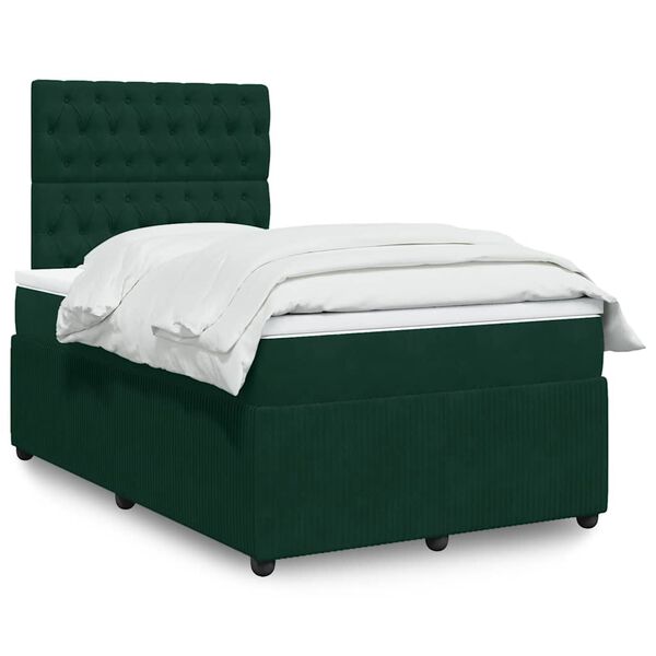 vidaXL Sommier &agrave; lattes de lit et matelas Vert fonc&eacute; 120x200cm Velours