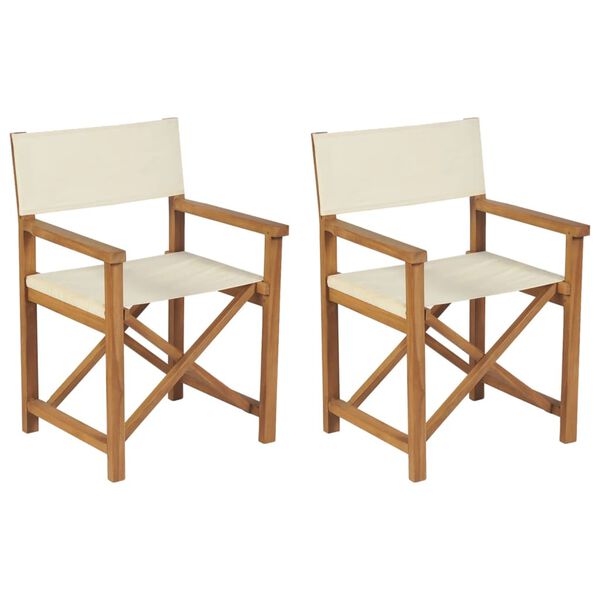 vidaXL Chaises de metteur en sc&egrave;ne pliantes lot de 2 Bois teck massif