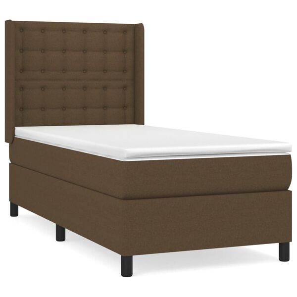 vidaXL Sommier &agrave; lattes de lit avec matelas Marron fonc&eacute; 90x200 cm
