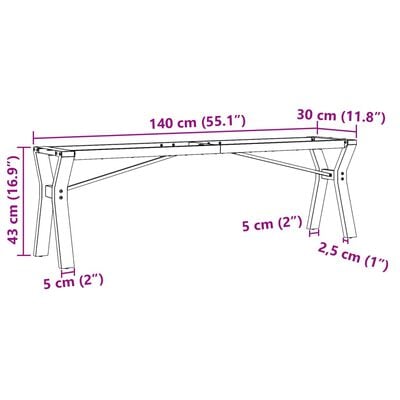 vidaXL Pieds de table basse cadre en Y 140x30x43 cm fonte