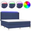 vidaXL Sommier &agrave; lattes de lit matelas et LED Bleu 180x200 cm Tissu