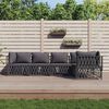 vidaXL Salon de jardin avec coussins 5 pcs anthracite acier