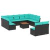 vidaXL Salon de jardin avec coussins 12 pcs noir r&eacute;sine tress&eacute;e