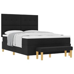 vidaXL Lit &agrave; ressorts avec matelas Noir 160 x 200 cm tissu