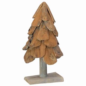 vidaXL Sapin de Noël avec support Marron 60 cm Bois de teck solide
