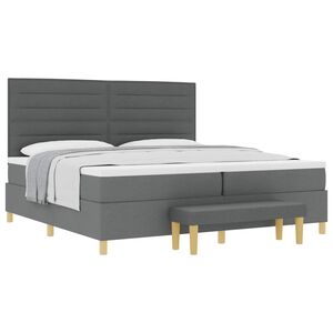 vidaXL Lit &agrave; ressorts avec matelas Gris fonc&eacute; 200 x 200 cm tissu