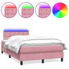 vidaXL Sommier &agrave; lattes de lit avec matelas et LED rose 120x220 cm velours