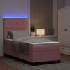 vidaXL Lit &agrave; ressort LED avec matelas Rose 90 x 200 cm tissu