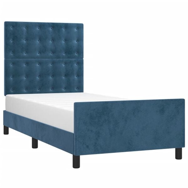vidaXL Cadre de lit sans matelas bleu fonc&eacute; 90x190 cm velours