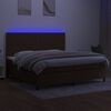 vidaXL Sommier &agrave; lattes de lit matelas et LED Marron fonc&eacute; 200x200 cm