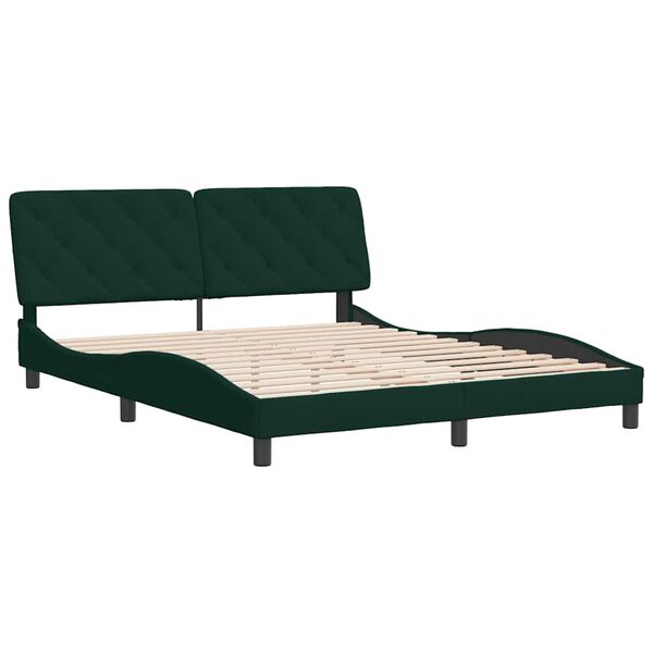 vidaXL Cadre de lit sans matelas vert fonc&eacute; 160x200 cm velours
