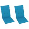 vidaXL Chaises de jardin lot de 2 avec coussins bleu Bois de teck