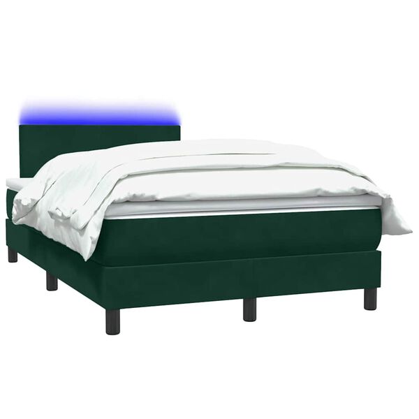 vidaXL Sommier &agrave; lattes de lit et matelas et LED vert fonc&eacute; 120x220cm velours