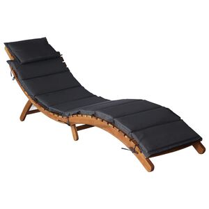 vidaXL Chaise longue avec coussin Bois d'acacia solide Gris fonc&eacute;