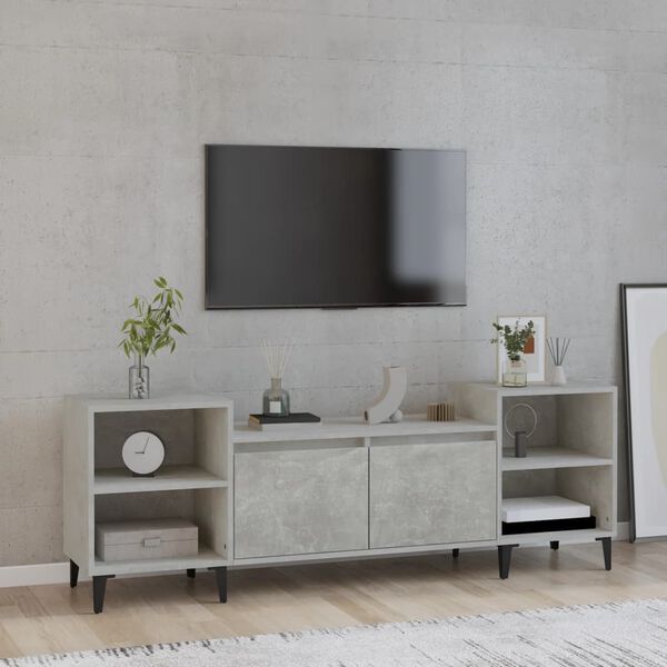 vidaXL Meuble TV Gris b&eacute;ton 160x35x55 cm Bois d'ing&eacute;nierie