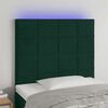vidaXL T&ecirc;te de lit &agrave; LED Vert fonc&eacute; 80x5x118/128 cm Velours