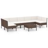 vidaXL Salon de jardin 8 pcs avec coussins r&eacute;sine tress&eacute;e marron