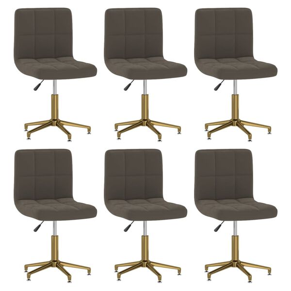 vidaXL Chaises pivotantes &agrave; manger lot de 6 gris fonc&eacute; velours