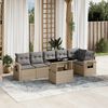 vidaXL Salon de jardin avec coussins 7 pcs beige r&eacute;sine tress&eacute;e