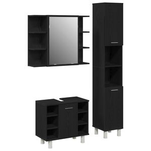 vidaXL Ensemble de mobilier de salle de bain 3 pc Noir