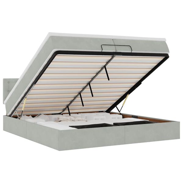VidaXL Cadre de lit ottoman avec matelas gris clair 200x200 cm velours