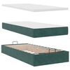 vidaXL Lit ottoman avec matelas et LED Vert fonc&eacute; 90x200cm velours