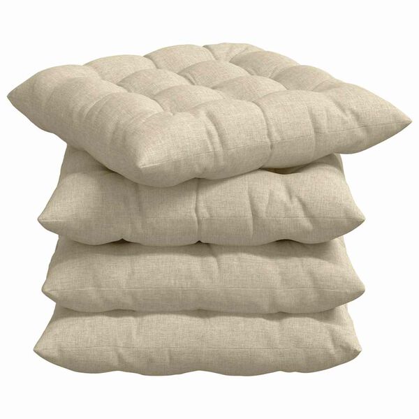 vidaXL Coussins de si&egrave;ge 4 pcs Cr&egrave;me 40 x 40 x 6 cm tissu