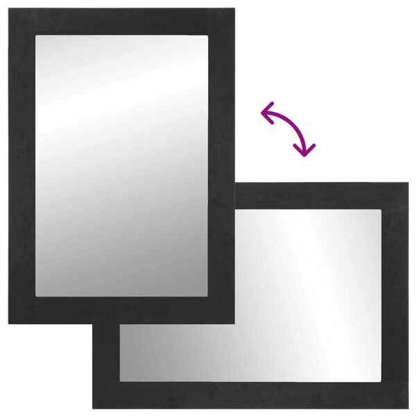 vidaXL Miroir de bain noir 50x70x2,5 cm bois d'ingénierie et laiton