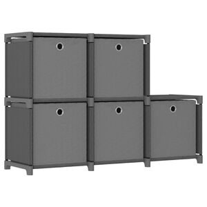 vidaXL &Eacute;tag&egrave;re d'affichage 5 cubes et bo&icirc;tes Gris 103x30x72,5 cm Tissu