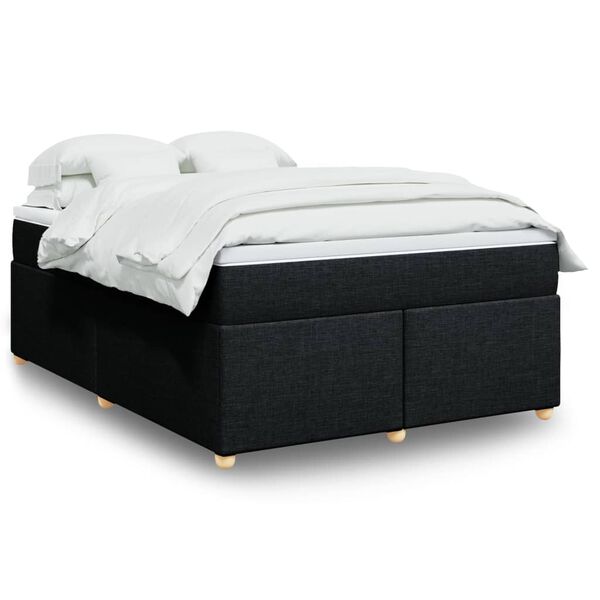 vidaXL Sommier &agrave; lattes de lit avec matelas Noir 140x190 cm Tissu