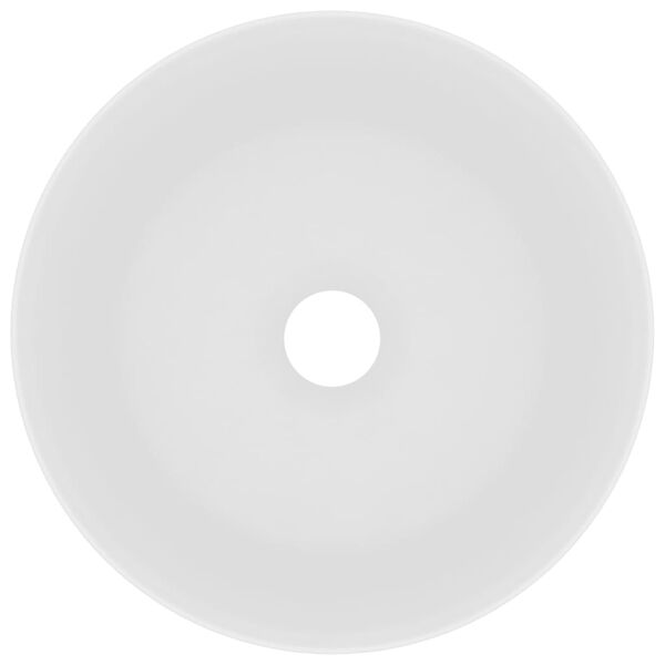 vidaXL Lavabo rond de luxe Blanc mat 40x15 cm Céramique