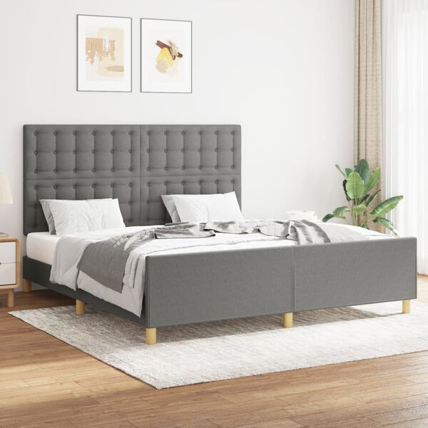 vidaXL Cadre de lit sans matelas gris fonc&eacute; 160x200 cm tissu