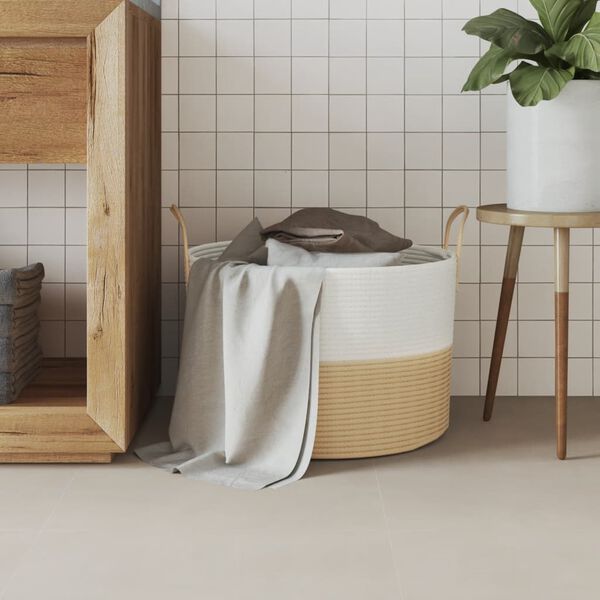 vidaXL Panier de rangement beige et blanc &Oslash;51x33 cm coton