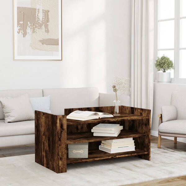 vidaXL Table basse ch&ecirc;ne fum&eacute; 100x50x50 cm bois d'ing&eacute;nierie