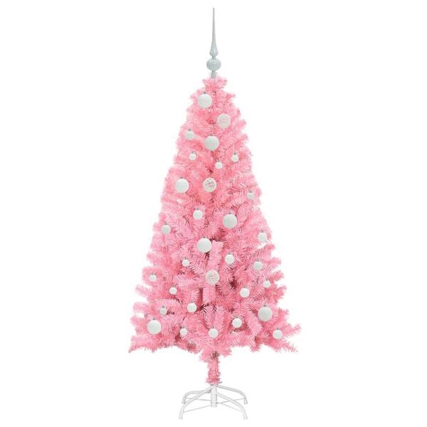 vidaXL Sapin de No&euml;l avec 150 LED avec support Rose 120 cm PVC
