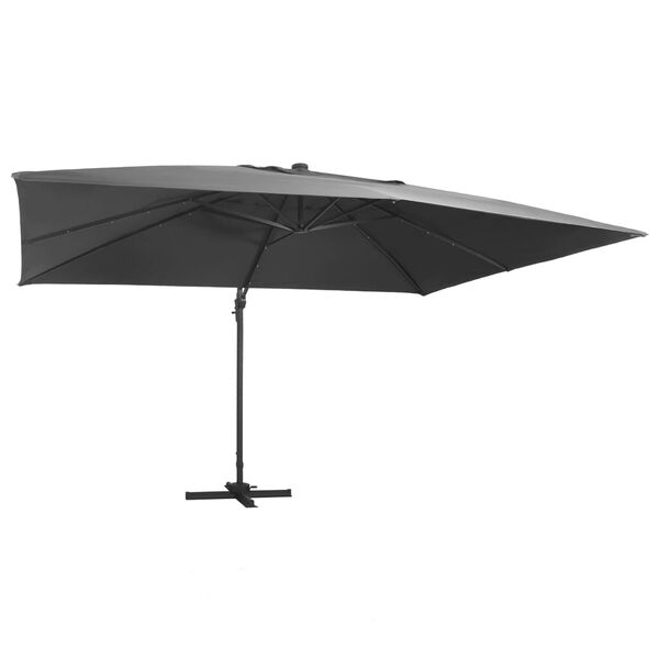 vidaXL Parasol de jardin en porte-&agrave;-faux lumi&egrave;res LED m&acirc;t en aluminium
