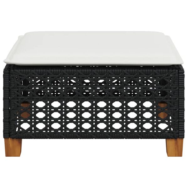 vidaXL Tabouret de jardin et coussin noir 63,5x56x32 cm r&eacute;sine tress&eacute;e
