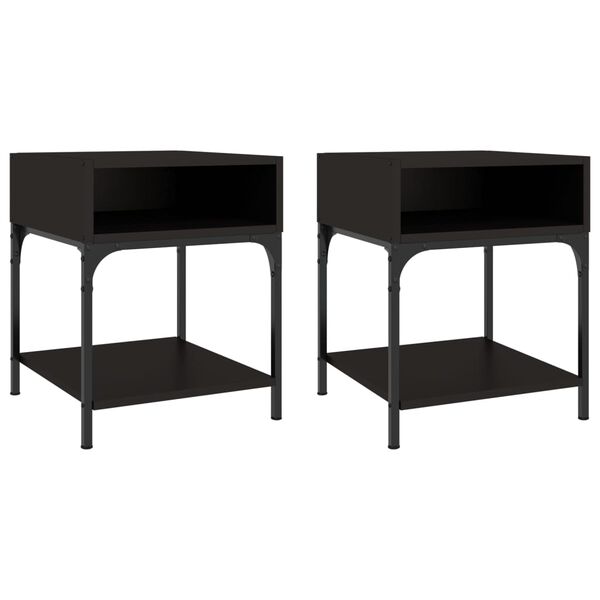 vidaXL Tables de chevet 2 pcs noir 40x41x50 cm bois d&rsquo;ing&eacute;nierie
