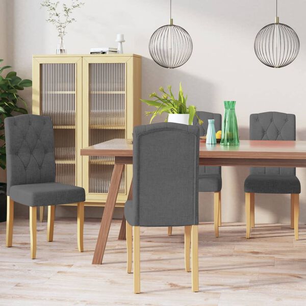vidaXL Chaises &agrave; manger lot de 4 gris fonc&eacute; tissu